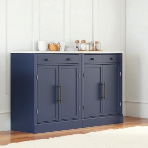 Mshliw Freestanding Kitchen Pantry Buffet Cabinet Set of 2, Faux Marble Top Coffee Bar Storage with Drawer, Adjustable Shelves & Doors - 1 of 4