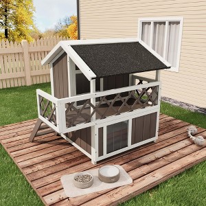 Insulated Outdoor Cat House Weatherproof with Balcony, All-Round ...