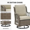 3 Piece Outdoor Patio Set, Wicker Rocking Bistro Set with 2 Swivel Chairs & Tempered Glass Top Table - 4 of 4
