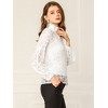 INSPIRE CHIC Women's See Through Mock Neck Long Sleeve Floral Lace Blouse - 4 of 4