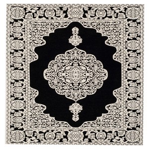 Black/Ivory Abstract Woven Square Area Rug - (6