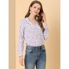 Allegra K Women's Vintage Notched Lapel Long Sleeve Printed Button Down Tops - image 3 of 4