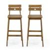 TOAOTBNBOB Counter Height Barstools Set of 2, Comfortable Bar Stools with H-frame Wood Legs, Modern Bar Chairs with Slatted Backrests, Brown - 2 of 4