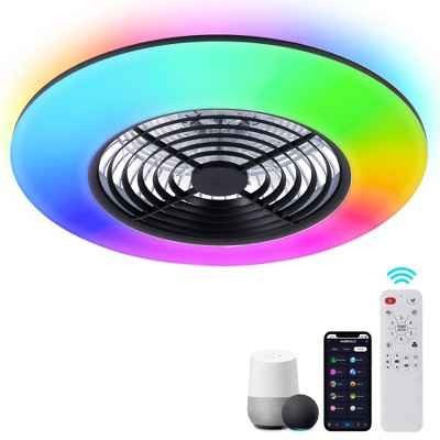 HUMHOLD 24 Inch Smart Ceiling Fan with RGB Lights and Remote/APP/Voice Control