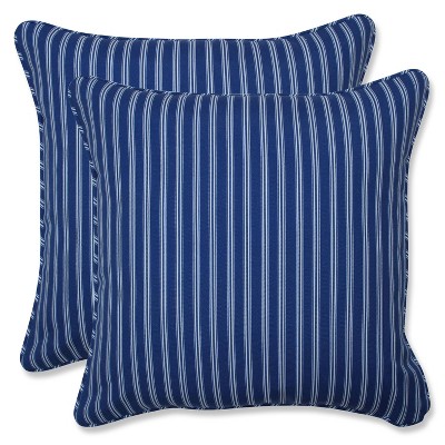 16.5" 2pk Resort Stripe Throw Pillows Blue - Pillow Perfect