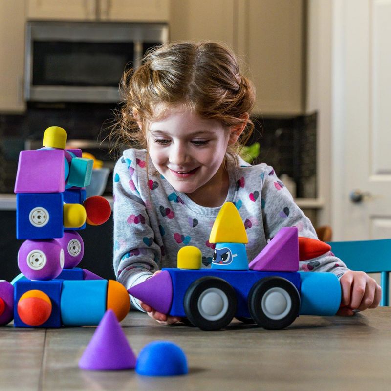 Blockaroo Magnetic Foam Building Blocks, Soft Foam Blocks to Develop Early STEM Learning Skills,  Ultimate Bath Toy for Toddlers & Kids - Roadster Set, 5 of 11
