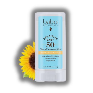 Babo Botanicals Sensitive Baby Mineral Sunscreen Stick SPF 50 | water resistant and created with natural origin mineral zinc oxide - (0.6 oz) - 1 of 2