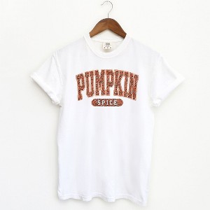 Simply Sage Market Women's Leopard Pumpkin Spice Short Sleeve Garment Dyed Tee - 1 of 2