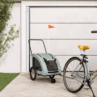 vidaXL Pet Bike Trailer Gray Oxford Fabric and Iron 26.8" x 53.9" x 28.3"