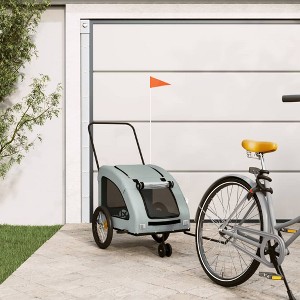 vidaXL Pet Bike Trailer Gray Oxford Fabric and Iron 26.8" x 53.9" x 28.3" - 1 of 4