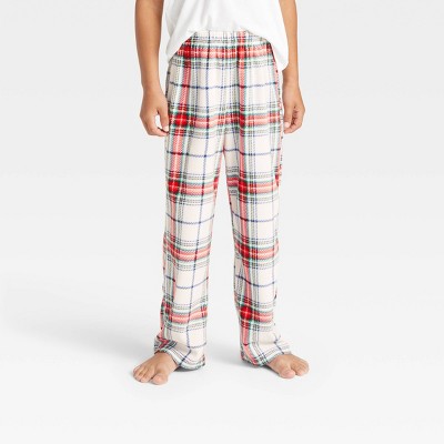 Kids' Holiday Plaid Fleece Matching Family Pajama Pants - Wondershop™ White 4
