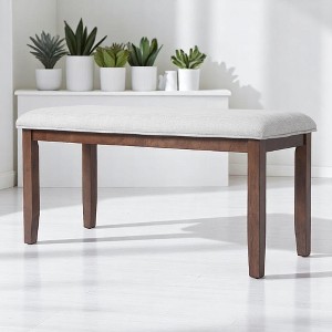 38" Upholstered Dining Bench with Solid Wood Legs, Entryway Bench, Dining Room or Hallway Seating, Linen Padded Indoor Bench for Kitchen - 1 of 4