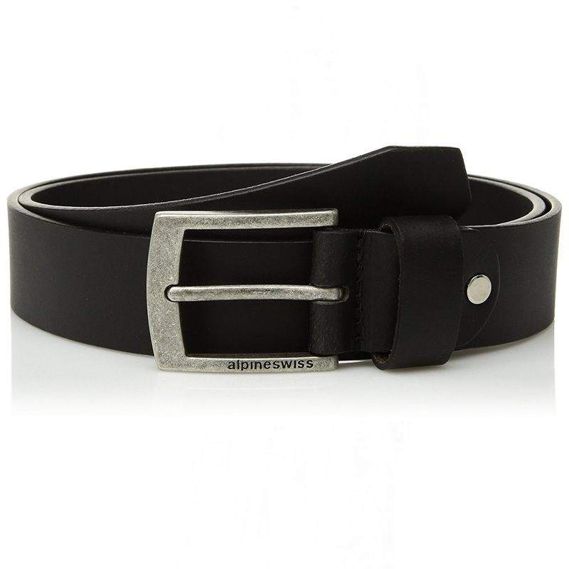 Alpine Swiss Mens Belt Genuine Leather Slim 1 1/4” Casual Jean Belt Dakota Signature Buckle, 1 of 6