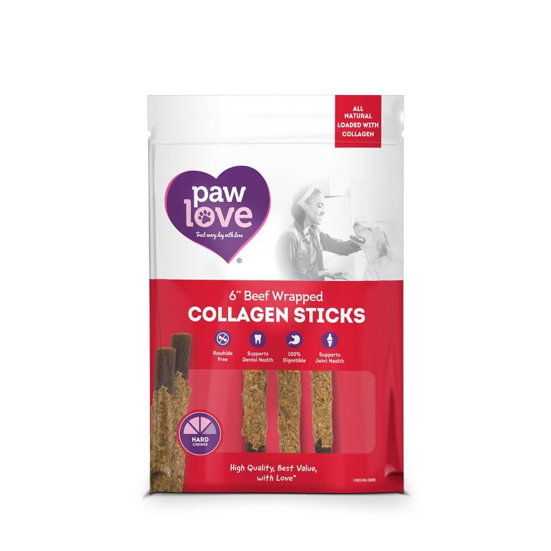 Paw Love Wrapped Collagen Beef Flavor Dog Treats - 1.05oz/3ct, 1 of 5
