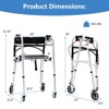 Gymax 2-Button Folding Walker Height Adjustable Walking Aid w/Seat 4 Wheels Brakes Reversible Seat  for Seniors Disabled FDA Certified - 4 of 4
