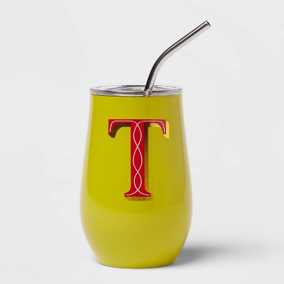 11.8oz Stainless Steel Monogram Wine Tumbler with Straw - Opalhouse™
