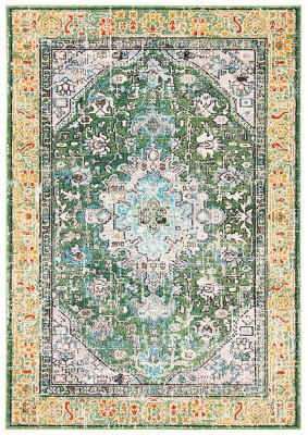 Green and Turquoise 6' x 9' Synthetic Flat Woven Area Rug
