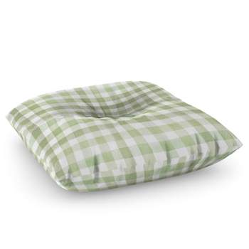 Ninola Design Watercolor Gingham Salad Green Floor Pillow - Deny Desings