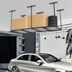 Overhead Garage Storage Rack，Height Adjustable Ceiling Storage Rack 660lbs Weight Capacity, Heavy Duty Metal Hanging Storage Shelves for Garage - 1 of 4