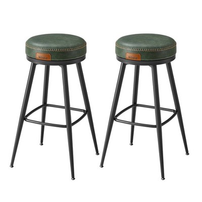 AHANCRIS Bar Stools, 24.8 Inch PU Upholstered Breakfast Stools, Set Of