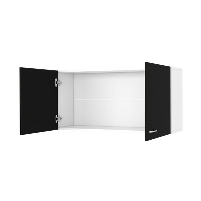 GlasFlength Kitchen Storage Kitchen Wall Cabinet Internal Shelves Cabinet Rectangular Storage Cupboard for Kitchen, Black, 12.6"*39.3"*19.3"