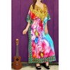 LA LEELA Women's House Daily Routine Evening Wear Loungewear Maxi Kaftan Casual Long Slit Dress Caftansuit Coverup for Women One Size Multi,Abstract - 2 of 4