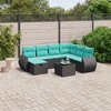 vidaXL 8 Piece Patio Sofa Set with Cushions Black Poly Rattan - 2 of 4