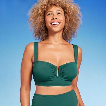 Women's Longline Keyhole Underwire Bikini Top - Shade & Shore™ Green 34DD