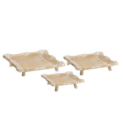 VIP Wood 14 in. Brown Table Top Trays Set of 3
