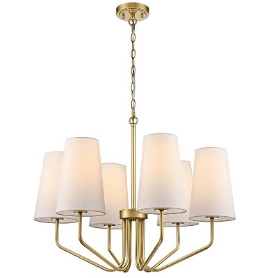 Claxy Modern Brass Fabric Shade Pendant Light Fixture - 6 Light