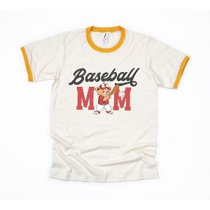 Simply Sage Market Women's Baseball Mom Teddy Bear Short Sleeve Ringer Tee - 1 of 4