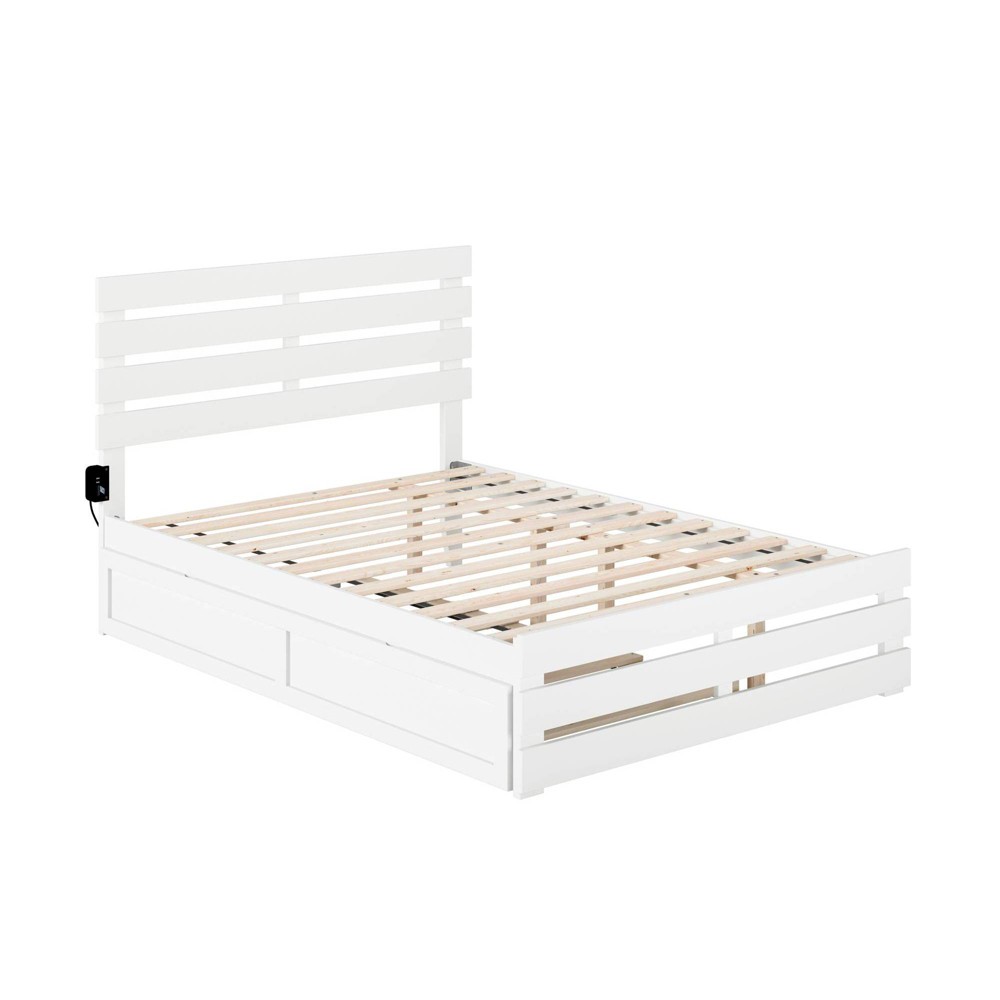 Photos - Bed Frame AFI Full Oxford Bed with Footboard and USB Turbo Charger with Trundle White  
