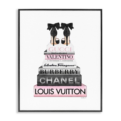 Stupell Industries Black Heels Pink Bookstack, 24" x 30"