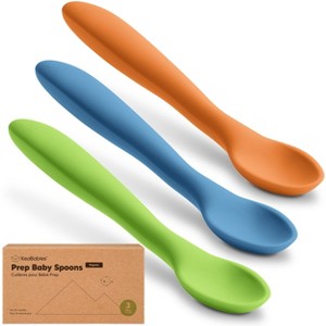 3-Pack Prep Baby Spoons, Silicone Baby Utensils for Self Feeding 6-24 Months, All Stages Baby Feeding Set, BLW Toddler Spoons - 1 of 4