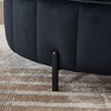 GDFStudio Congreve Modern Channel Tufted Velvet Upholstered 31.5" Round Storage Ottoman with Reversible Lid,Black - 4 of 4