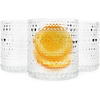 Elle Decor Ribbed Highball Glasses, Set Of 4, 16oz Tall Drinking Glasses,  For Gin And Tonics, Cocktails, And Juice, Stackable Vintage Style : Target