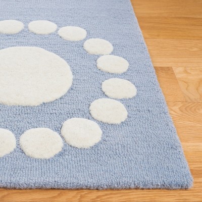 Ivory and Blue Hand-Tufted Wool Kids Area Rug 3' x 5'