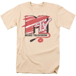 Mtv Lipstick Filled Logo Adult T-Shirt Cream - 1 of 4