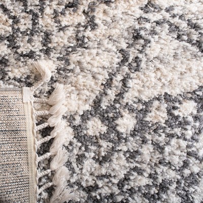 CosmoLux Round Gray Geometric Shag Rug, 59 in Diameter