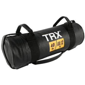 TRX Power Bag 40 Pound Indoor Outdoor Multipurpose Moisture-Resistant Vinyl Prefilled Weighted Exercise Training Gym Sandbag with 5 Handles, Black