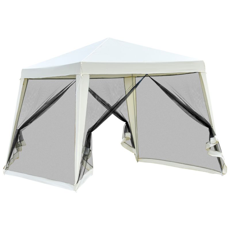 Outsunny 10'x10' Outdoor Party Tent Canopy with Mesh Sidewalls, Patio Gazebo Sun Shade Screen Shelter, 4 of 9