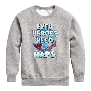 Boys' - Marvel - Marvel Heros Need Naps Graphic Long Sleeve Fleece Sweatshirt - 1 of 4