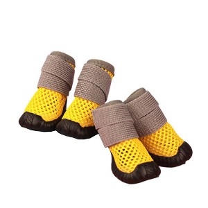 4pcs Dog Shoes, Breathable Mesh Boots for Small Dogs, Non-Slip, Anti-slip Cats & Puppy Comfortable Booties Lemon Yellow 3-5 Pounds - 1 of 4