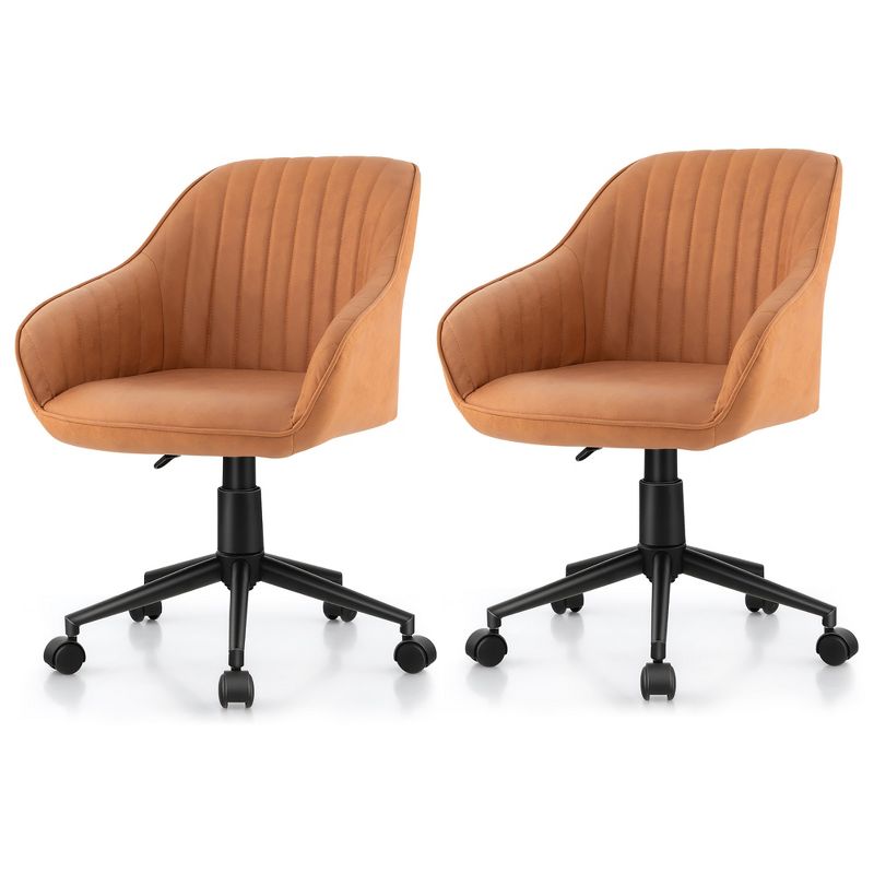 Tangkula Set of 2 Adjustable Office Chair Rolling Swivel Armchair Computer Desk Chair, 1 of 11