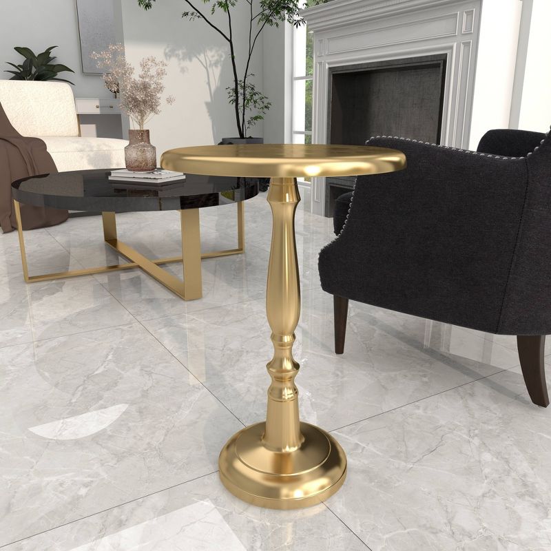 Traditional Aluminum Pedestal Table Gold - Olivia &#38; May, 6 of 16