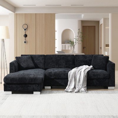 Whisen Modern Oversized Sectional Sofa, L-shaped Luxury Couch Set with Chaise and 2 Pillows