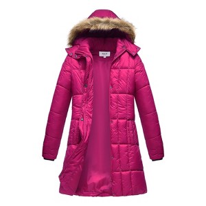Haute Edition Women's Mid-Length Puffer Parka Coat with Faux Fur-lined Hood - 1 of 3