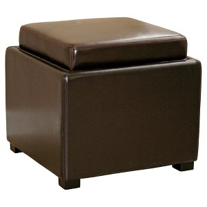 Tate Storage Ottoman Dark Brown - Baxton Studio: Compact Seating, Side Table, Non-Marking Feet - 1 of 4
