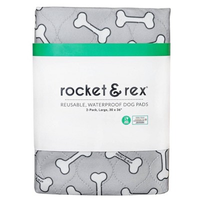 rocket &#38; rex Bone Print Washable Reusable Pee Pads for Dogs - L - Gray - 2ct_7