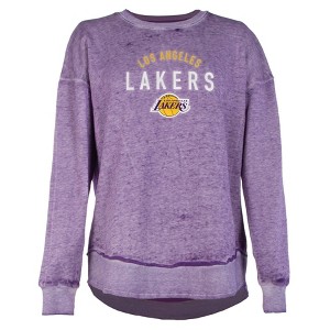 NBA Los Angeles Lakers Women's Burnout Crew Neck Fleece Sweatshirt - XL - 1 of 4
